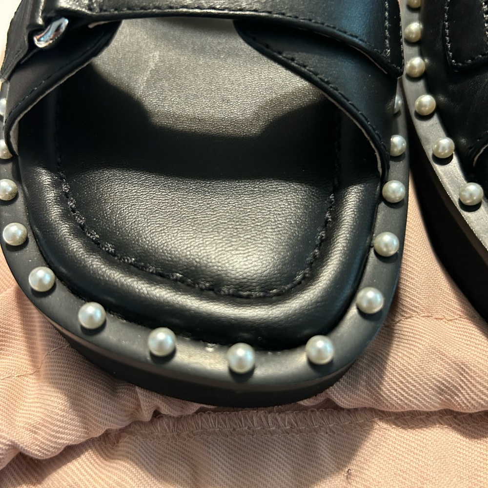 Stuart Weitzman Black Platform Sandals with Studded Detailing - Picture 2 of 5